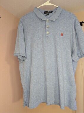 Polo by Ralph Lauren Heather Light Blue Short Sleeve Polo with Red Pony